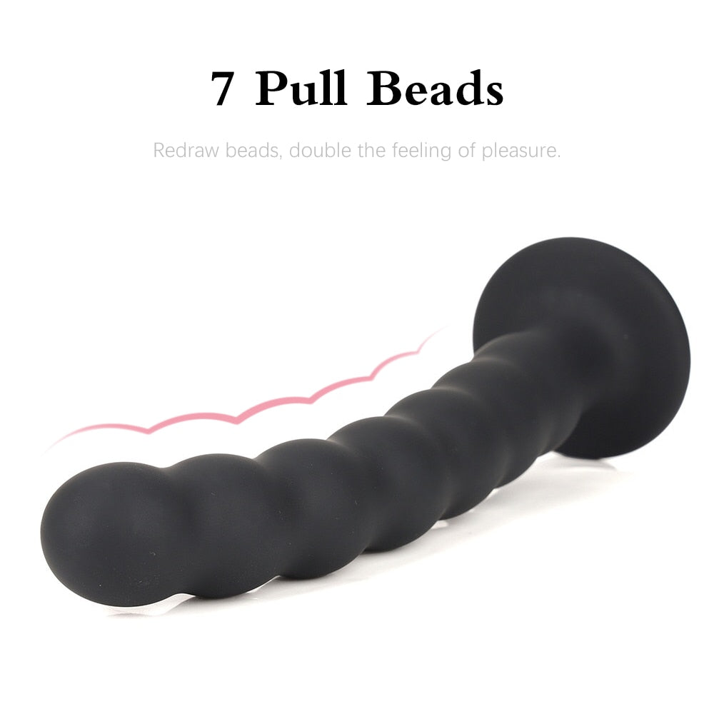 Anal Plug Prostate Massager Sex Products Vaginal Stimulator with Strong Sucker Silicone Bead Dildo Sex Toys for Man and Woman