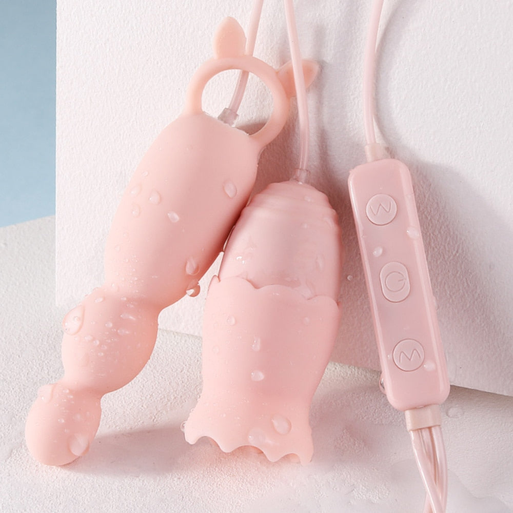 Anal Plug Vibrator Tongue Vibrators Clitoris Stimulator Sex Toys for Women Nipple Licking USB Power G-Spot Massage Vibrating Egg
