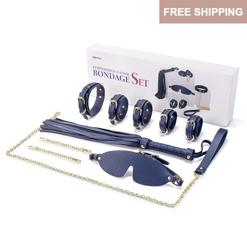 BDSM ชุดเครื่องราง Bundle Bondage หนังชุดยับยั้งชั่งใจทาส Handcuffs ห่วง Whip สุนัข Slave เกมสำหรับผู้ใหญ่