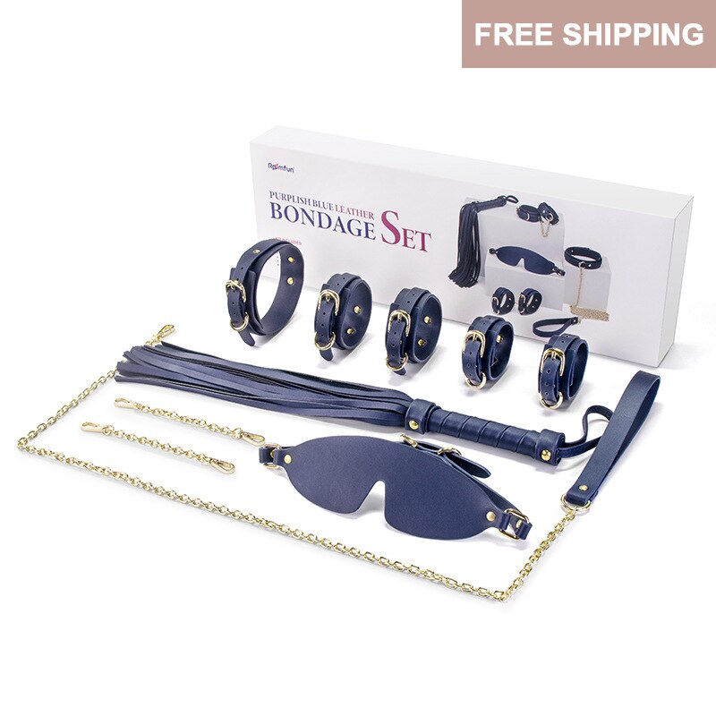 BDSM ชุดเครื่องราง Bundle Bondage หนังชุดยับยั้งชั่งใจทาส Handcuffs ห่วง Whip สุนัข Slave เกมสำหรับผู้ใหญ่