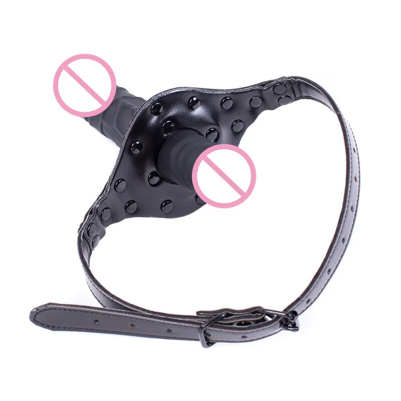 BDSM Sex Slave ปาก Gags คู่หัว Bondage Restraints จริง Dildo เปิดปาก Gag Ball คู่ช่องปากเพศของเล่นสำหรับผู้หญิงผู้ชาย