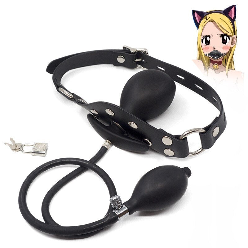 BDSM Super Huge Mouth Gag Strapless Inflatable Expansion Open Mouth Gag Restraint Bondage Adult Sex Toys for Woman Couples Slave