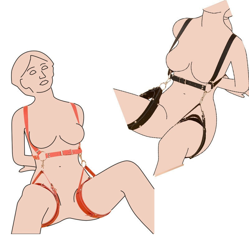 BSDM Bondage Rope Leather Harness Toys for Women Adult Game Outfit Bra and Leg Suspenders Straps Garter Belt Sex Accessories