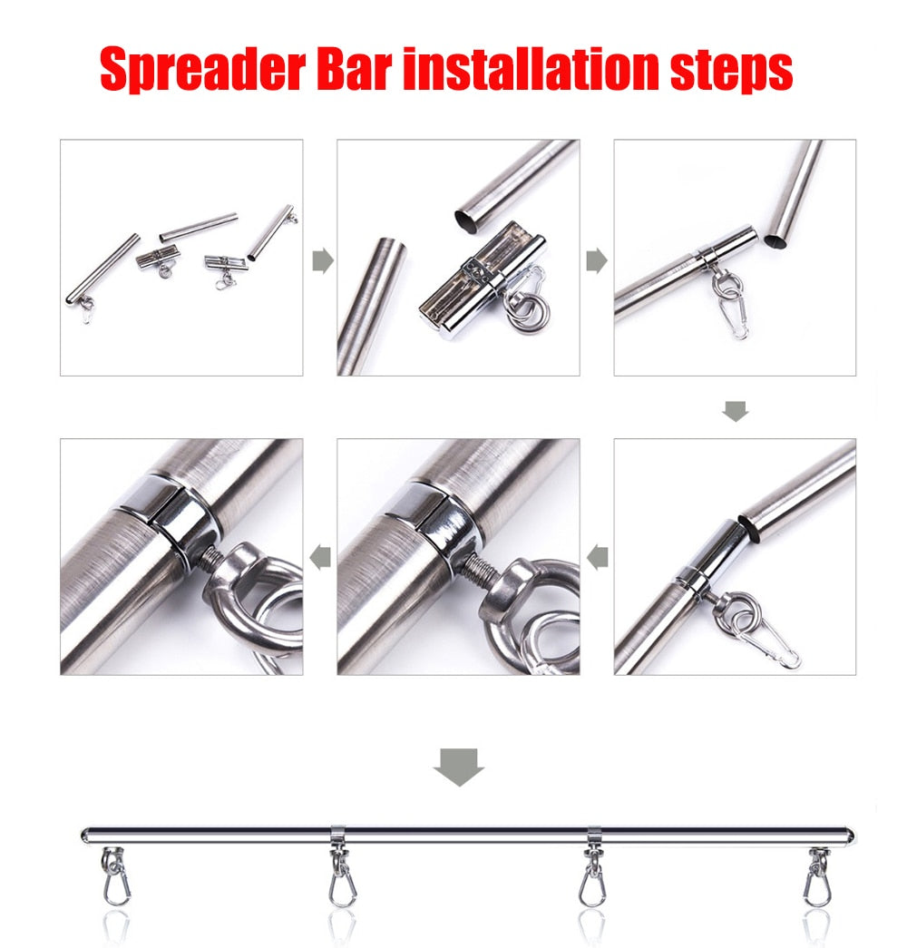 Bdsm Bondage Removable Stainless Steel Spreader Bar Sex Slave Hand Cuffs Ankle Cuff Open Leg Restraint SM Cosplay Couple Sex Toy