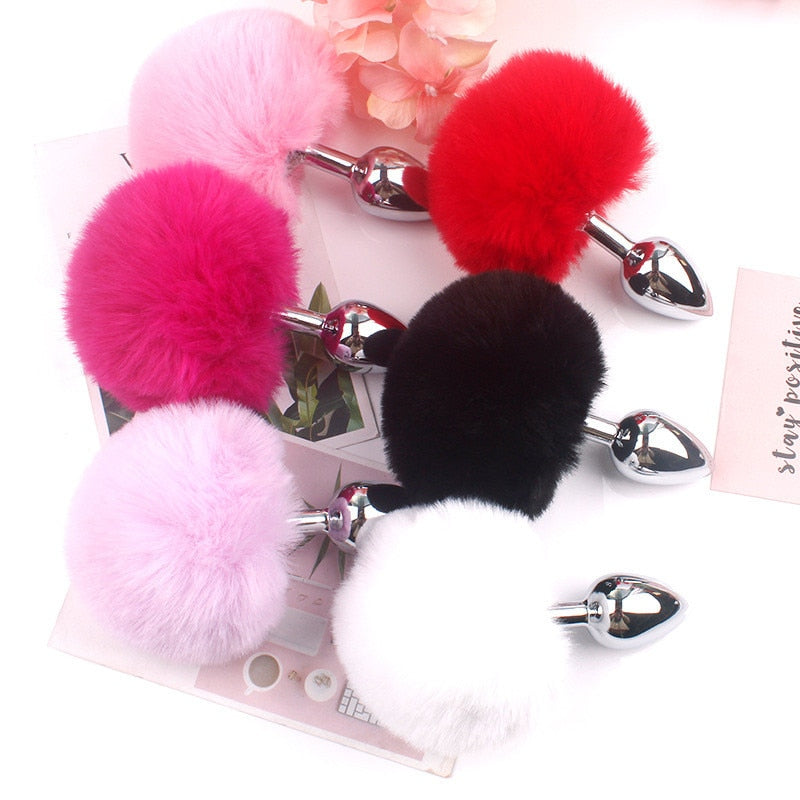 Bunny Tail Fur Butt Anal Plug Toy Stainless Steel Smooth Touch Metal Butt Plug Sex Toys for Woman Men Gay Adult Sex Products