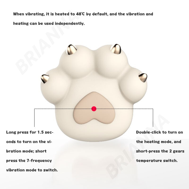 Cat Paw Vibrator การ์ตูนซิลิโคนนุ่มน่ารัก Cat Paw กระตุ้น Clitoral Vibrators ความร้อน Charge สำหรับสตรีนวด
