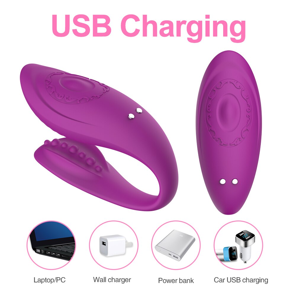 Couple Share Clitoris Vagina G-spot Stimulator Vibrator U Shape Wireless Remote Control Bendable Double Vibrator Sex Toys