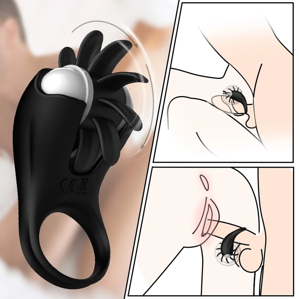 Penile Ring Delay Lock Sperm Vibrator Tongue Licking G-Spot Vaginal Clit Stimulator Orgasm Penis Lock for Men