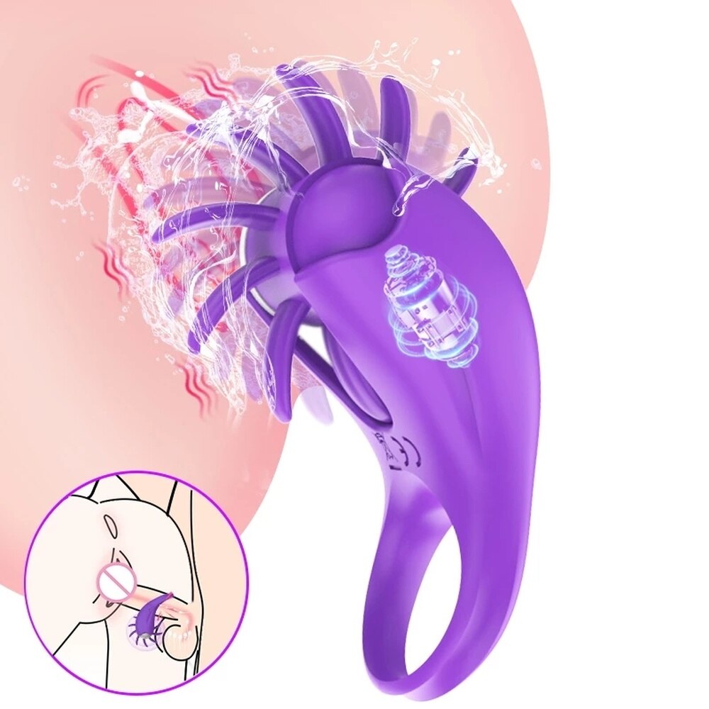Penile Ring Delay Lock Sperm Vibrator Tongue Licking G-Spot Vaginal Clit Stimulator Orgasm Penis Lock for Men