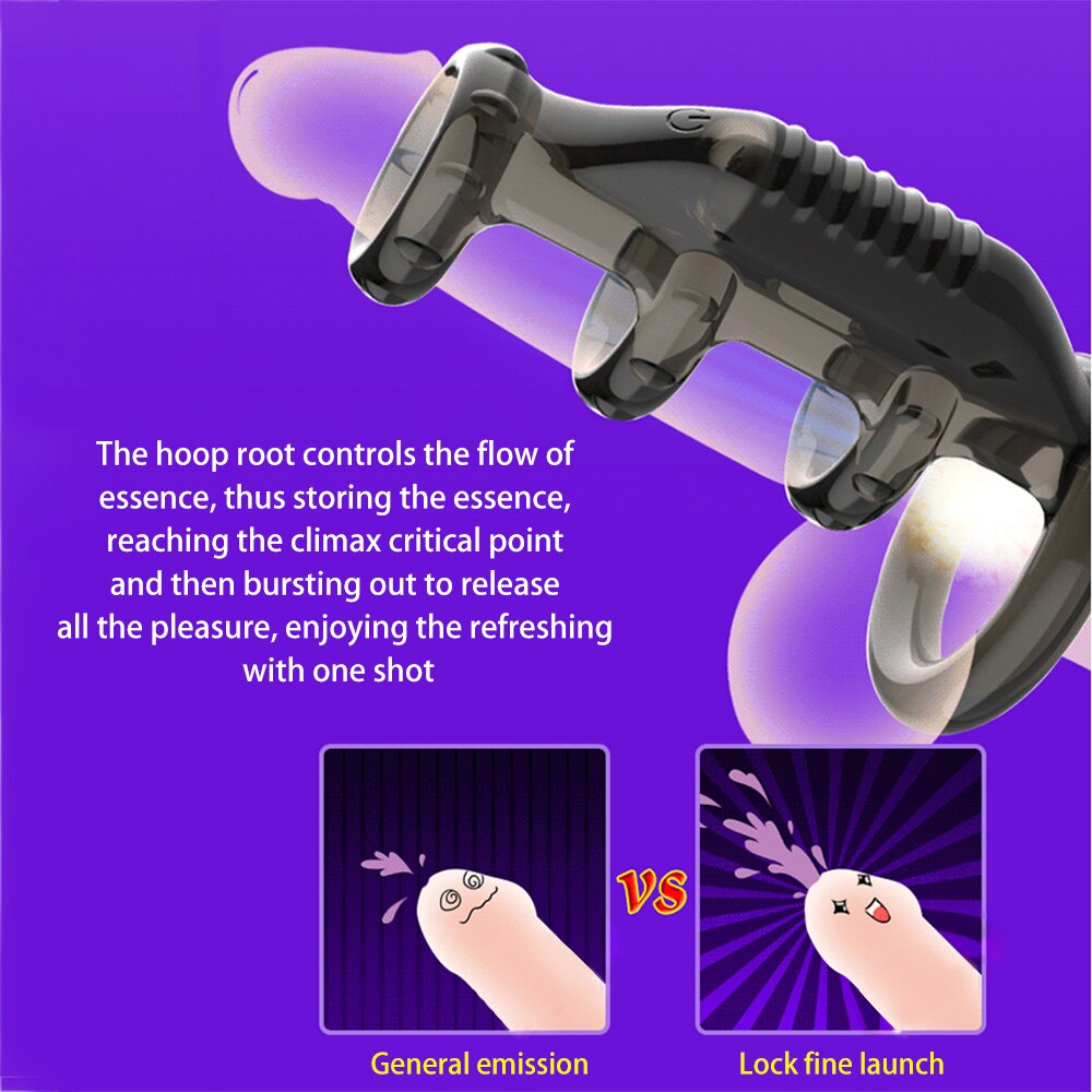 Dick Vibrating Penis Rings for Male Delay Ejaculation Men Sex Toys Silicon Penis Sleeve Ring Cock Ring Men Chastity Cage Device