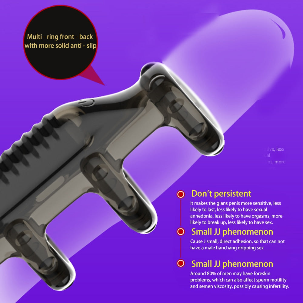 Dick Vibrating Penis Rings for Male Delay Ejaculation Men Sex Toys Silicon Penis Sleeve Ring Cock Ring Men Chastity Cage Device