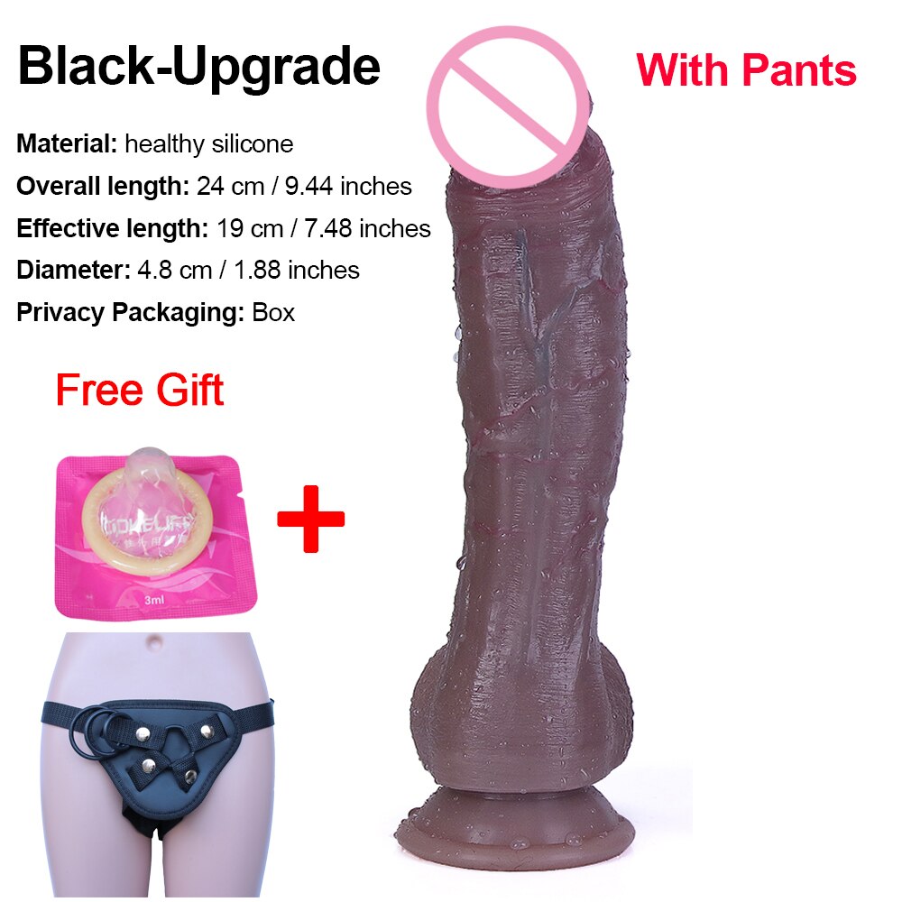ผิวสีดำจริง Dildo นุ่มเซ็กซี่ขนาดใหญ่อวัยวะเพศชายที่สมจริง Cock หญิง Masturbator G-Spot Anal Sex ของเล่นสายรัดขนาดใหญ่ Dick สำหรับสตรี