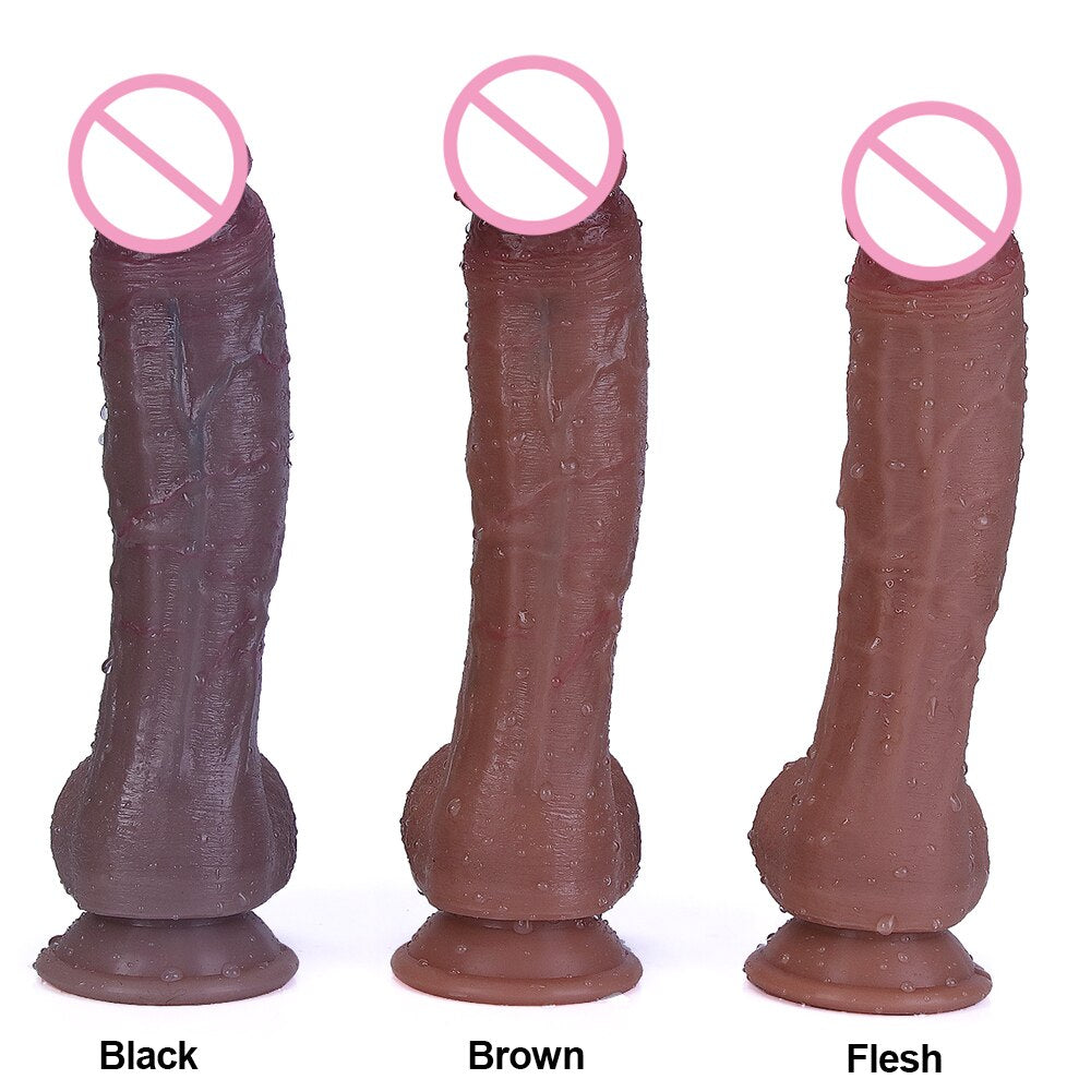 ผิวสีดำจริง Dildo นุ่มเซ็กซี่ขนาดใหญ่อวัยวะเพศชายที่สมจริง Cock หญิง Masturbator G-Spot Anal Sex ของเล่นสายรัดขนาดใหญ่ Dick สำหรับสตรี