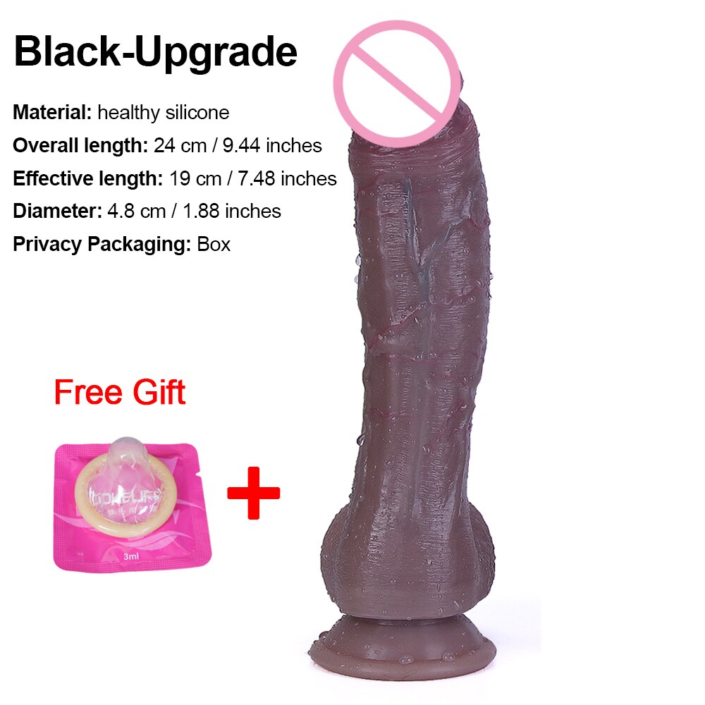 ผิวสีดำจริง Dildo นุ่มเซ็กซี่ขนาดใหญ่อวัยวะเพศชายที่สมจริง Cock หญิง Masturbator G-Spot Anal Sex ของเล่นสายรัดขนาดใหญ่ Dick สำหรับสตรี