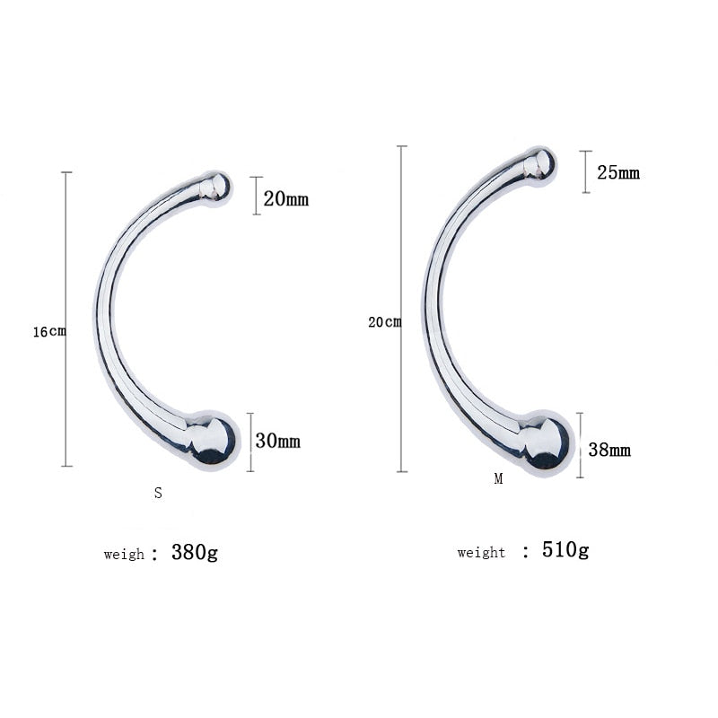 Double Ended Stainless Steel G Spot Wand Massage Stick Pure Metal Penis P-Spot Stimulator Anal Plug Dildo Sex Toy for Women Men