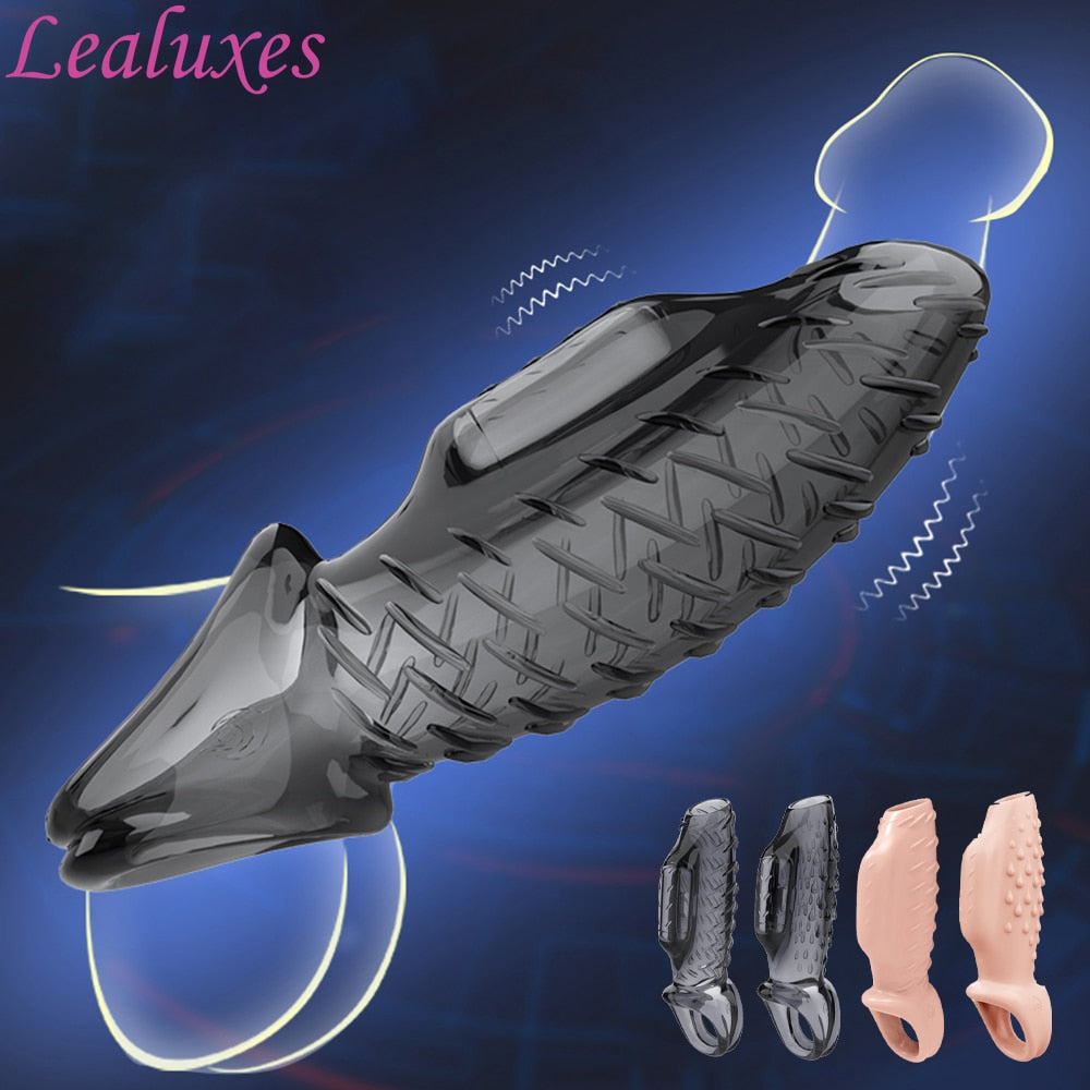 ชาย Ejaculation Delay Cock แขนแหวนอวัยวะเพศชาย Vibrating G จุดกระตุ้น Vibrator Dick ขยาย Extender เพศของเล่นสำหรับผู้ชาย