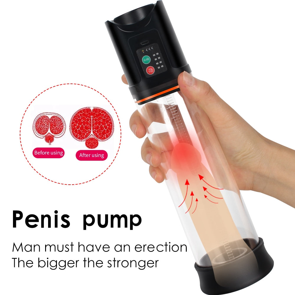 ปั๊มอวัยวะเพศไฟฟ้า เครื่องช่วยสำเร็จความใคร่ชาย ชาร์จ USB ปั๊มสุญญากาศขยายขนาดอวัยวะเพศอัตโนมัติ ของเล่นทางเพศเพื่อเพิ่มขนาดอวัยวะเพศสำหรับผู้ชาย