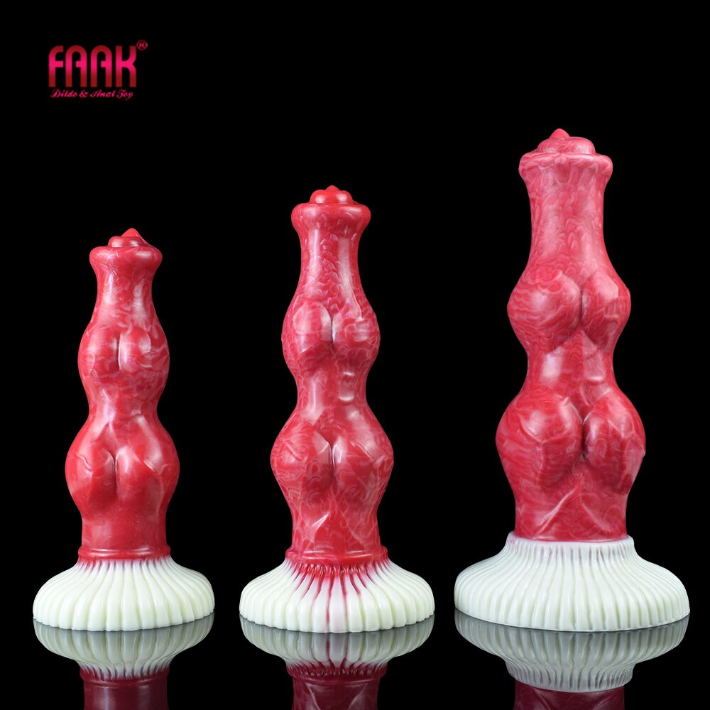 ซิลิโคนลูกปัด Sucker สีแดงขนาดใหญ่ Knot สุนัข Dildo เซ็กซ์ทอยสำหรับผู้หญิงผู้ชาย Unisex เร้าอารมณ์ผลิตภัณฑ์ Butt Plug
