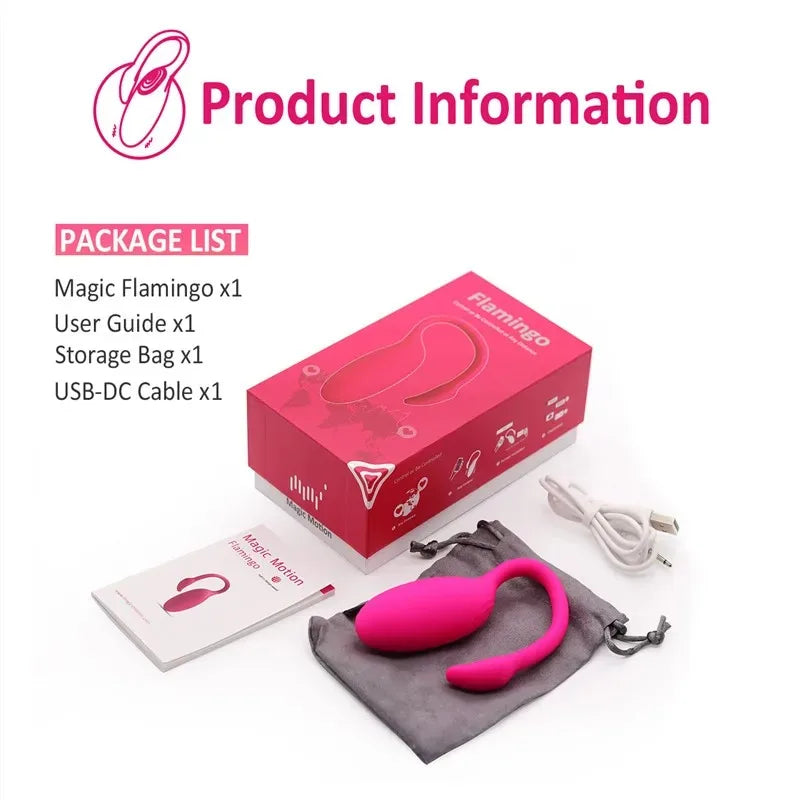 Flamingo APP บลูทูธเครื่องกระตุ้นคลิตอริสสำหรับผู้หญิงของเล่นทางเพศสำหรับนวดช่องคลอดแบบสั่นลูกบอลวิเศษเครื่องกระตุ้นแบบสั่น