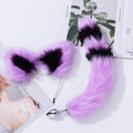 Fox Tail Metal Butt Anal Plug Cute Bow-Knot Soft Cat Ears Headbands Set Erotic Cosplay Accessories Adult Sex Toys for Couples