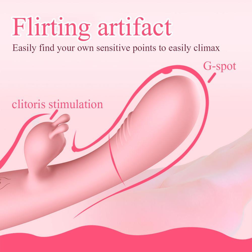 G-spot Rabbit Double Vibrator for Woman  Strapon Masturbation Clitoris Stimulator Dildos Waterproof Rechargeable Adult Sex Toys