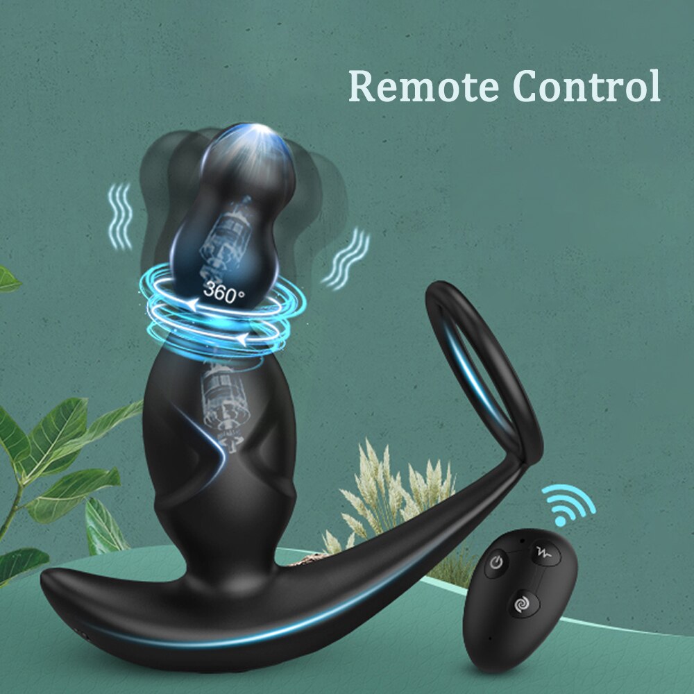Gelugee App Anal Plug Vibrator เซ็กซ์ทอยสำหรับชาย Prostate Massager 360 องศากระตุ้นชาย Buttplug ด้วยแหวน Cock