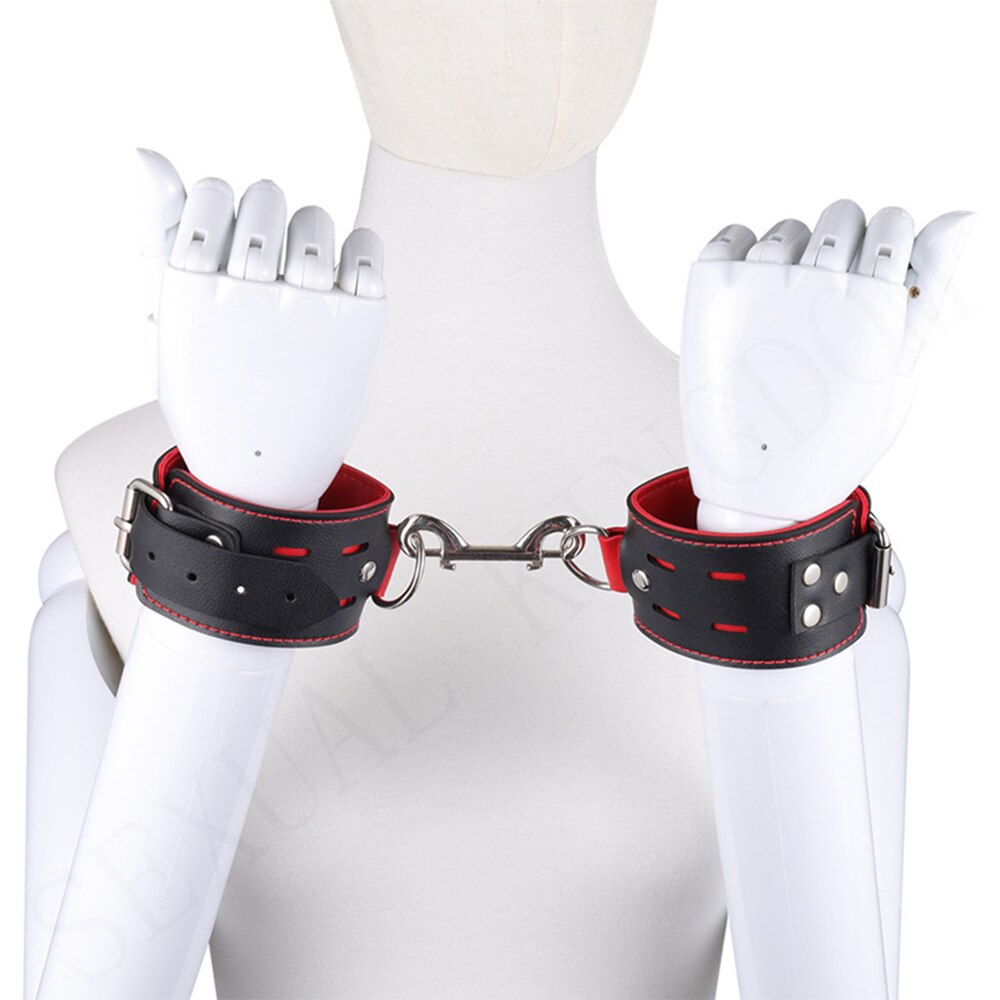 Adjustable Leather Handcuffs and Shackles BDSM Bondage Bundling Femdom Fun Adult Sex Bondage Sex Toys for Woman Couples