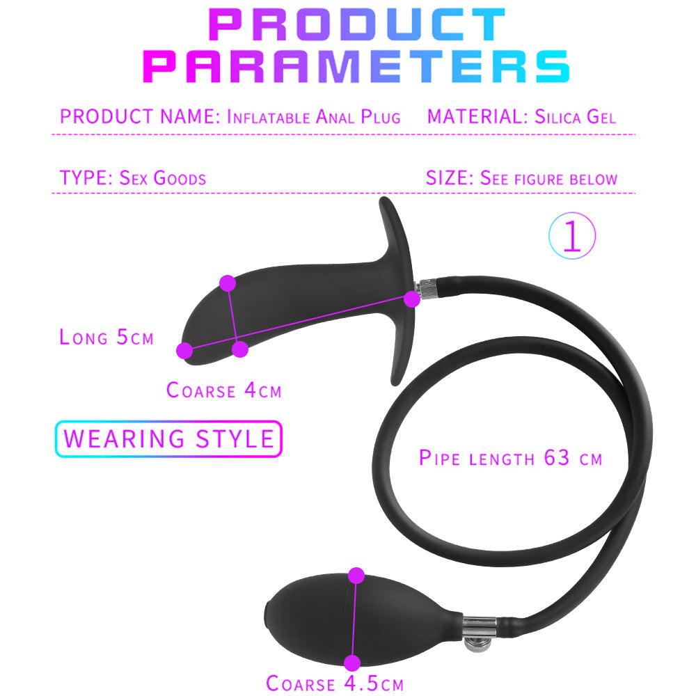 Expandable Prostate Massager Butt Plug อุปกรณ์ช่วยสำเร็จความใคร่สำหรับผู้ใหญ่ จุกเสียบก้นที่พองลมได้ ซิลิโคนขนาดใหญ่พิเศษ จุกเสียบก้นสำหรับสวนทวาร ปั๊มขยายทวาร จุกขยายทวาร