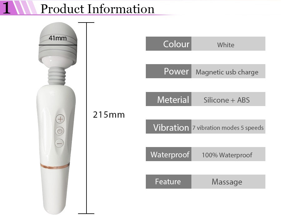 Powerful AV Magic Wand Body Massager USB Charge G Spot Vibrators for Women.Adult Vibrator Sex Toys for Woman.Female Sex Products