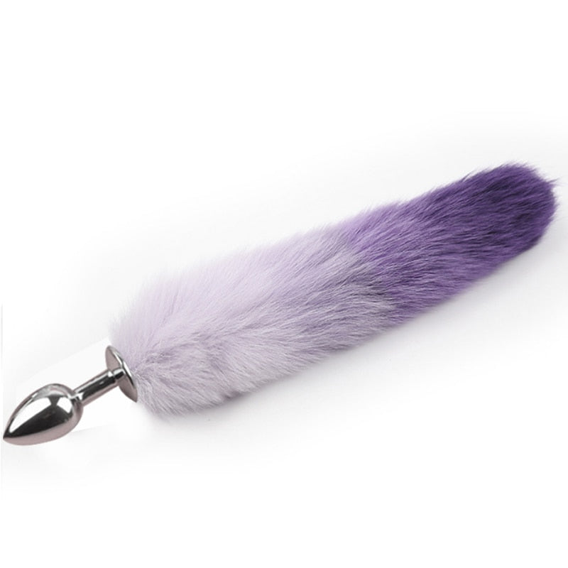 Metal with Gradient Color Fox Analplug Tail Flirting Anal Analplug Dilatation Ass Plug G Point Massage Masturbation Gay Sex Toys