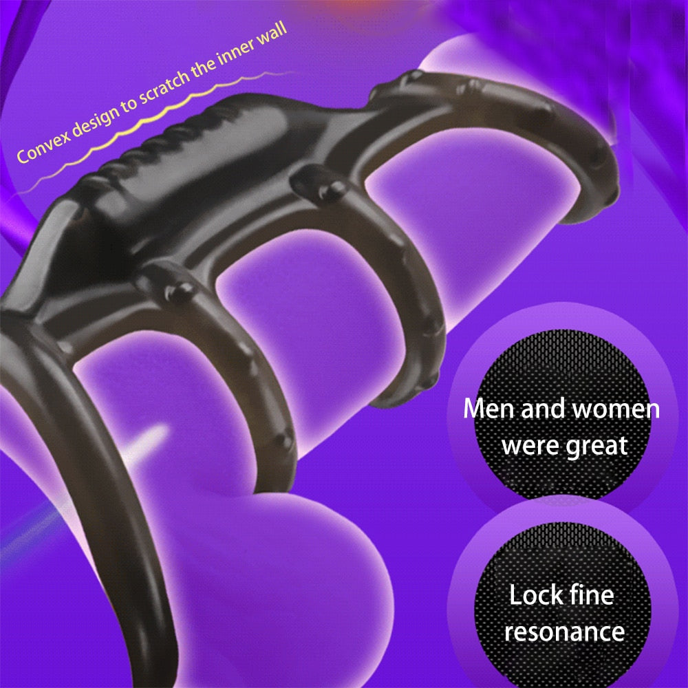 Dick Vibrating Penis Rings for Male Delay Ejaculation Men Sex Toys Silicon Penis Sleeve Ring Cock Ring Men Chastity Cage Device