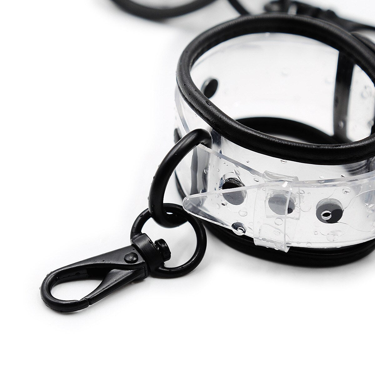 กุญแจมือข้อเท้าปกคอโซ่พันธนาการ BDSM แบบปรับได้โปร่งใส PVC ของเล่นทางเพศสำหรับคู่รัก