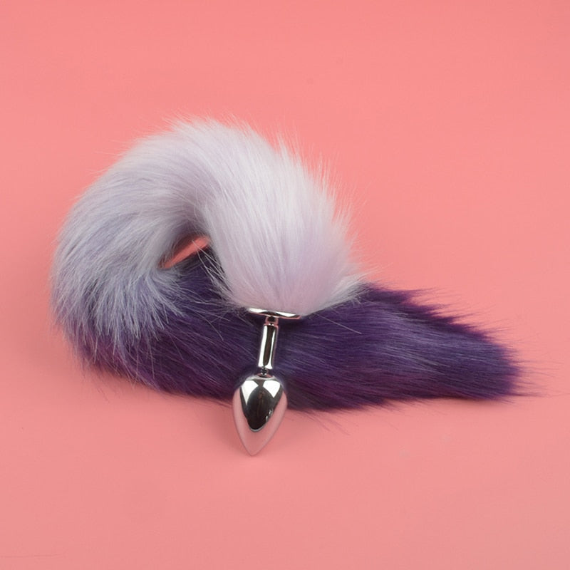 Metal with Gradient Color Fox Analplug Tail Flirting Anal Analplug Dilatation Ass Plug G Point Massage Masturbation Gay Sex Toys