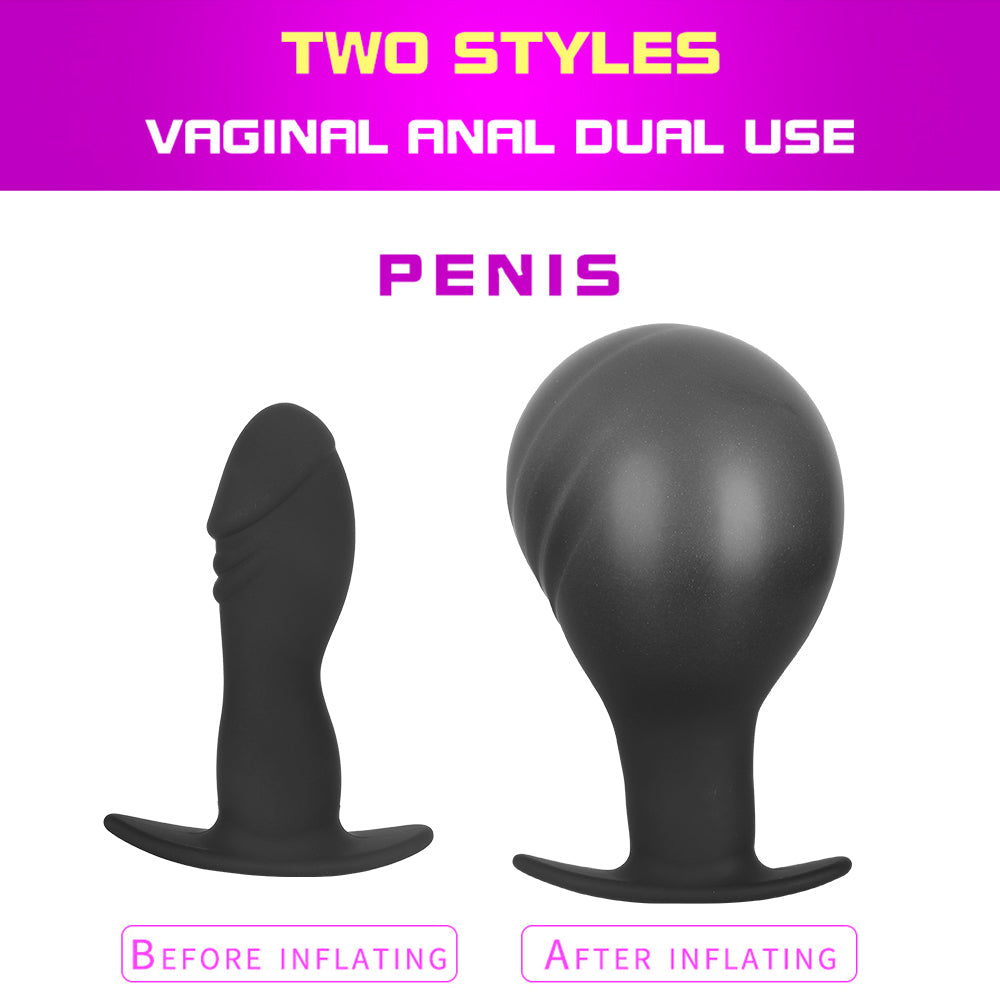 Expandable Prostate Massager Butt Plug อุปกรณ์ช่วยสำเร็จความใคร่สำหรับผู้ใหญ่ จุกเสียบก้นที่พองลมได้ ซิลิโคนขนาดใหญ่พิเศษ จุกเสียบก้นสำหรับสวนทวาร ปั๊มขยายทวาร จุกขยายทวาร