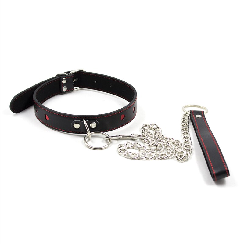 BDSM ปลอกคอโซ่หนัง PU ปรับได้พร้อมสายจูง สำหรับรัดตรึง ให้ความรู้สึกวาบหวาม สร้อยคอสำหรับเกมผู้ใหญ่สำหรับผู้หญิง ห่วงคอ ของเล่นทางเพศ