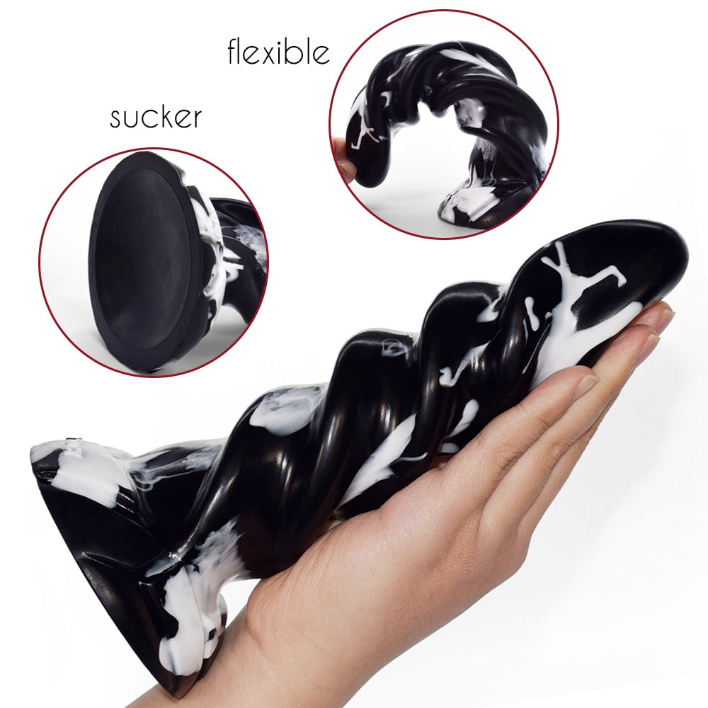 SXXY จุกเสียบทวาร Twist ของเล่นเซ็กส์สุดสนุก Dildo มีพื้นผิว G-Spot ช่วยสำเร็จความใคร่ นวดทวารหนัก ลึงค์มีร่องคลื่น สำหรับผู้หญิงสำเร็จความใคร่ Sexy Shop