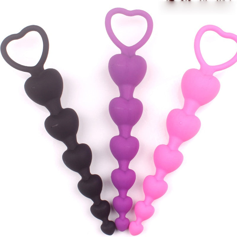 Heart Beads Soft Anal Plug Anus Toys Big  Balls Silicone G-Spot Stimulating Butt Plugs Adult Sex  Couple Sexy
