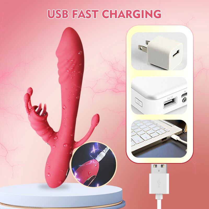 G-Spot Clitoral ช่องคลอดกระตุ้นลิ้นเลีย Vibrators สำหรับผู้หญิง