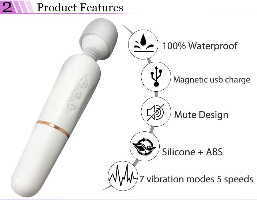 Powerful AV Magic Wand Body Massager USB Charge G Spot Vibrators for Women.Adult Vibrator Sex Toys for Woman.Female Sex Products