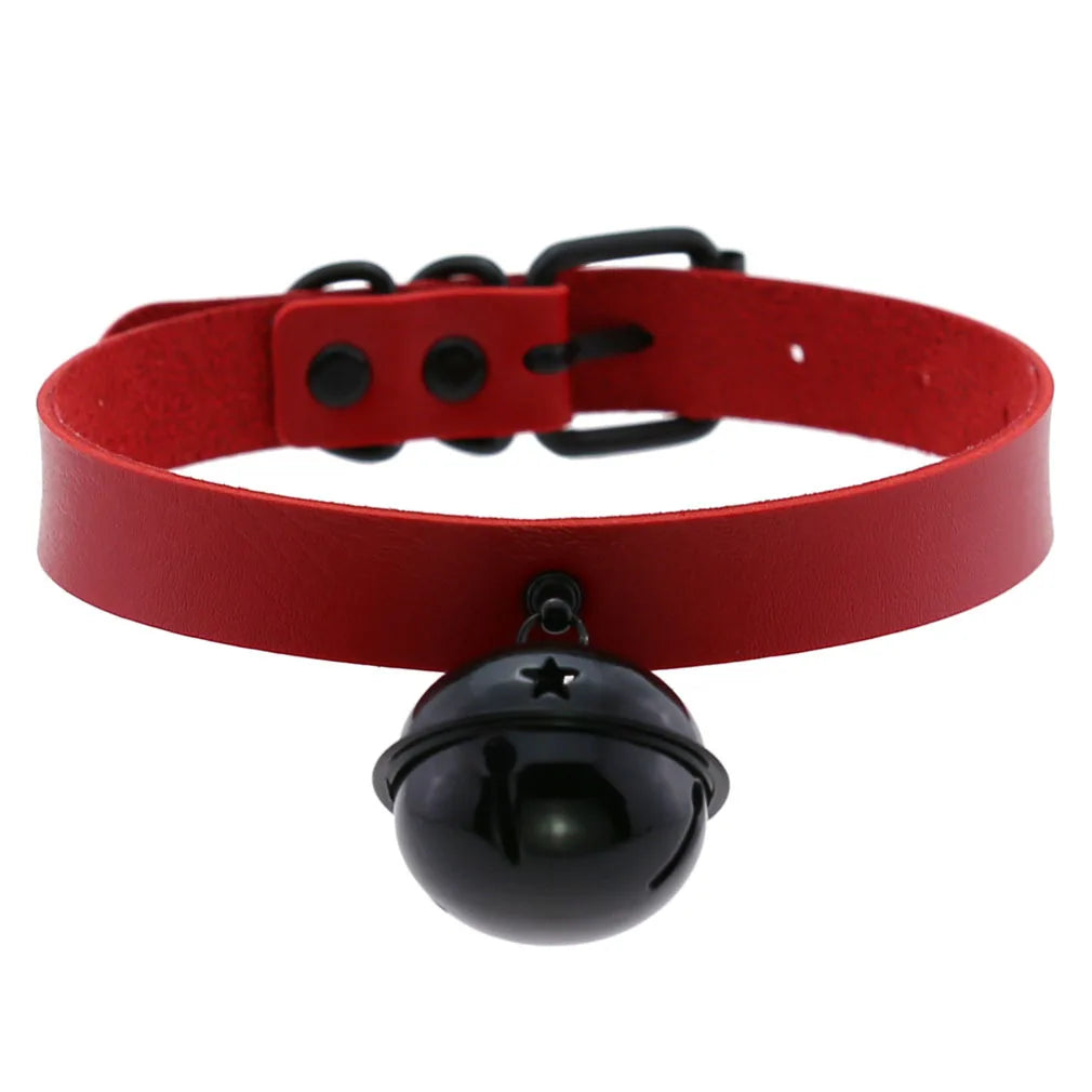 BDSM Punk Black Metal Tassel Red Choker Necklace Sexy Spiked Neck Strap Clavicle Collar Men Necklaces Halloween Women