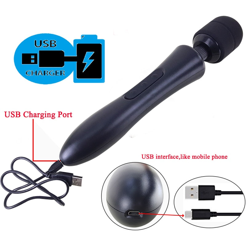 Huge Magic Wand Vibrators for Women. USB Charge Big AV Stick Female G Spot Massager Clitoris Stimulator Adult Sex Toys for Woman