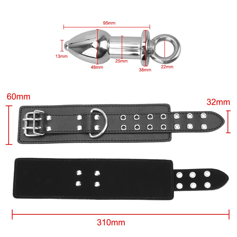IKOKY Handcuff Bondage Kit Sex Toys for Women Leather Wrist Cuff Sex Restraints with Anal Plug Anal Plug Erotic Enema