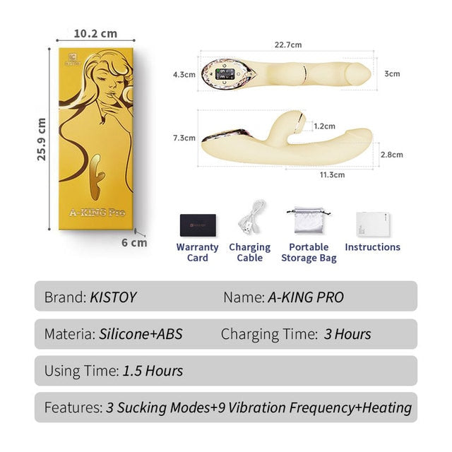 KISTOY A-King Series เครื่องสั่นทรงพลัง ตัวกระตุ้น G-spot คลิตอริสสมจริง Dildo ทำความร้อน ของเล่นทางเพศสำหรับผู้หญิง