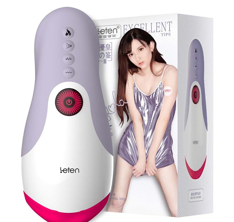 อุปกรณ์ช่วยตัวเอง LeTen แบบถ้วยดูด/สอดอัตโนมัติแบบหดได้ มีระบบทำความร้อน เลียนแบบการออรัลเซ็กซ์จากลำคอส่วนลึก การดูด และการกระแทก สำหรับผู้ใหญ่