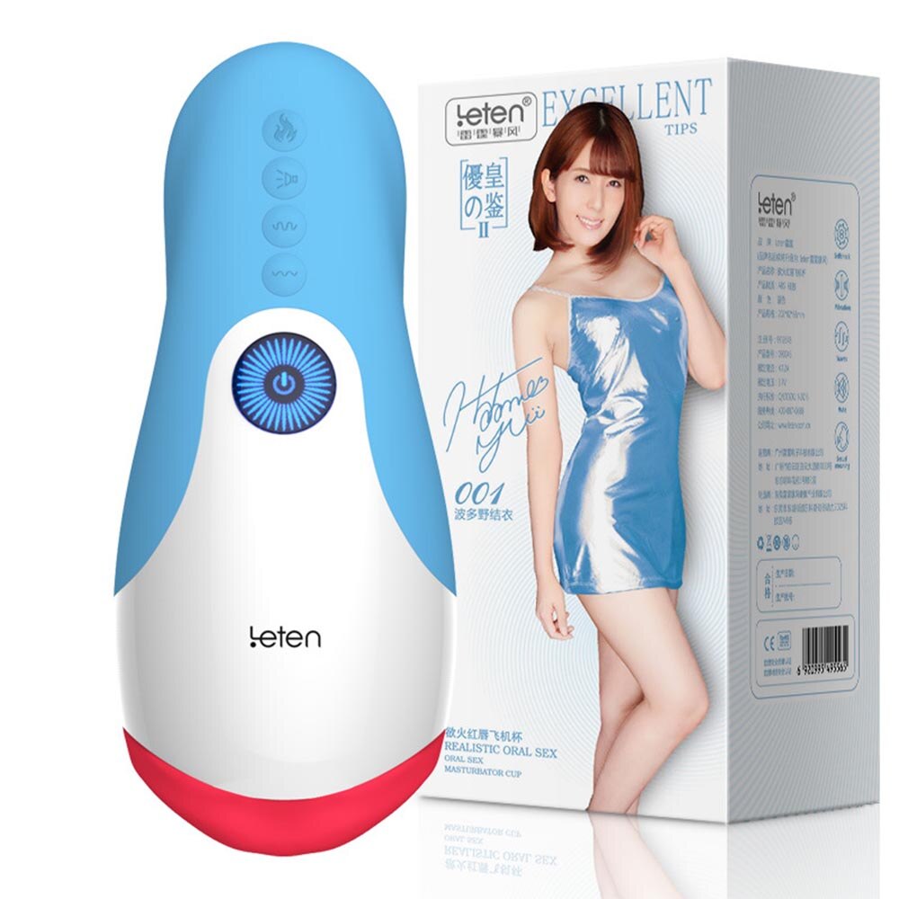 อุปกรณ์ช่วยตัวเอง LeTen แบบถ้วยดูด/สอดอัตโนมัติแบบหดได้ มีระบบทำความร้อน เลียนแบบการออรัลเซ็กซ์จากลำคอส่วนลึก การดูด และการกระแทก สำหรับผู้ใหญ่