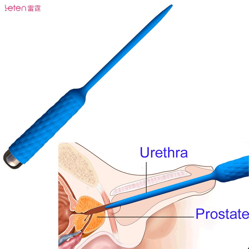 Leten Male Catheter Urethral Sound เครื่องนวดกระตุ้นไฟฟ้าอวัยวะเพศชายแบบสั่น ปลั๊กขยายท่อปัสสาวะ ซิลิโคนขยายช่องคลอด ของเล่นทางเพศสำหรับยืดอวัยวะเพศ ช่วยสำเร็จความใคร่ด้วยตัวเอง