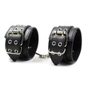 Male Female Black PU Leather Neck Collar Handcuffs Ankle Cuffs Wrist Chain Slave Bondage BDSM Fetish Restraints Kit Sex Toys