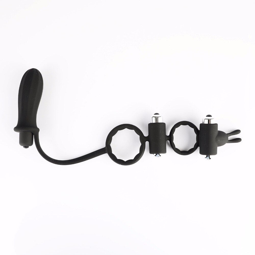 Male Prostate Massager Anal Plug with Vibrating Cock Penis Ring Scrotum Ring Vibrator Sex Toys for Men Butt Plug Sex Product A3