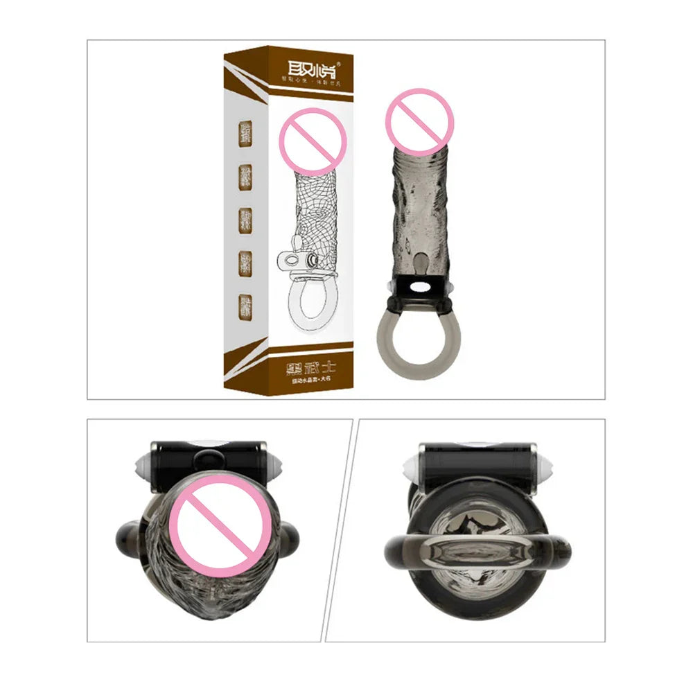 Man Penis Extender Dildo Sex Toys Condones  Realistic Condoms for Men Penis Vibrator Sleeve Reusable Vibe Condoms Extend