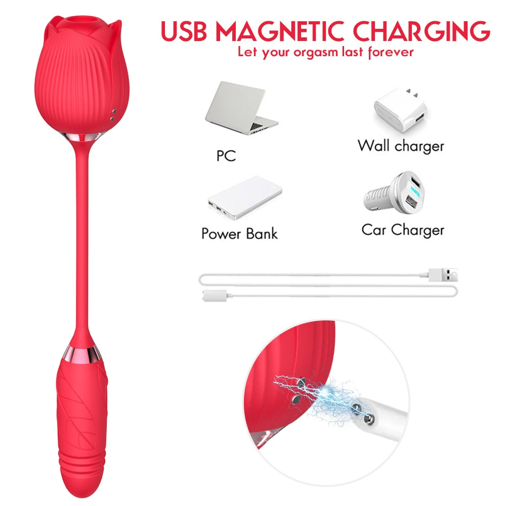 ของเล่นผู้หญิงสำเร็จความใคร่ Rose Sucking Vibrator เครื่องสั่น 10 ระดับ เครื่องดูดกระตุ้นปุ่มกระสัน เครื่องเป่ากระตุ้นคลิตอริสผู้หญิง